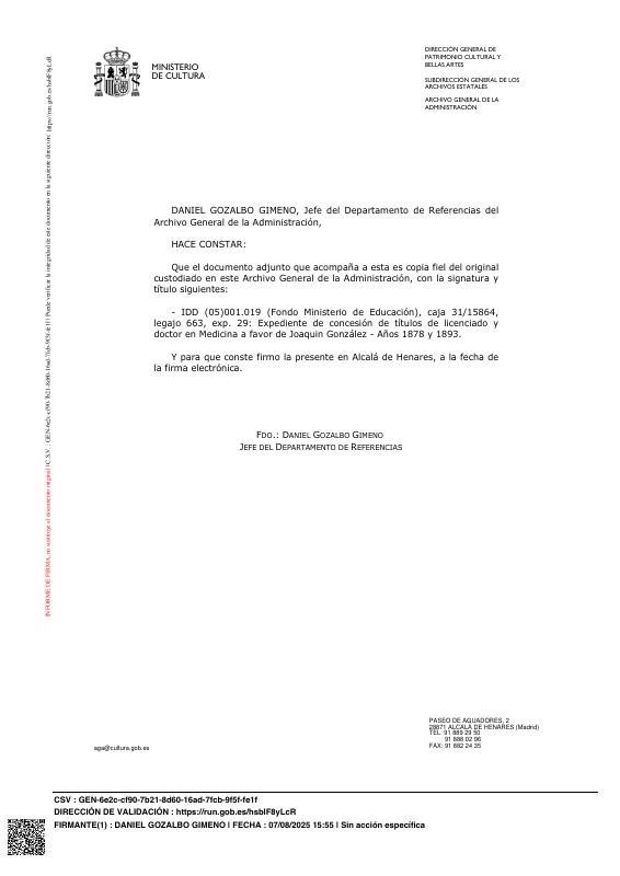 Annex E: Joaquin - Madrid School Records